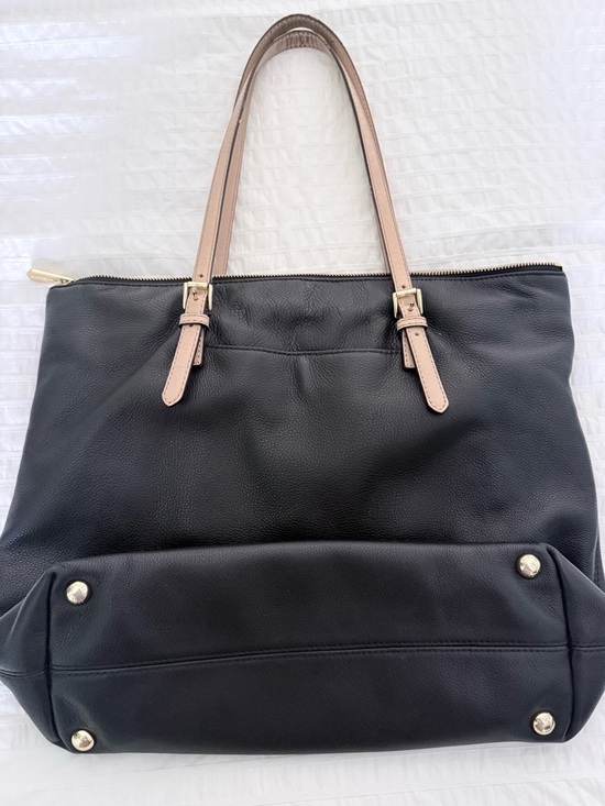 Michael Kors Black Tote with Blush Pink Straps and Gold Accents - Picture 3 of 7